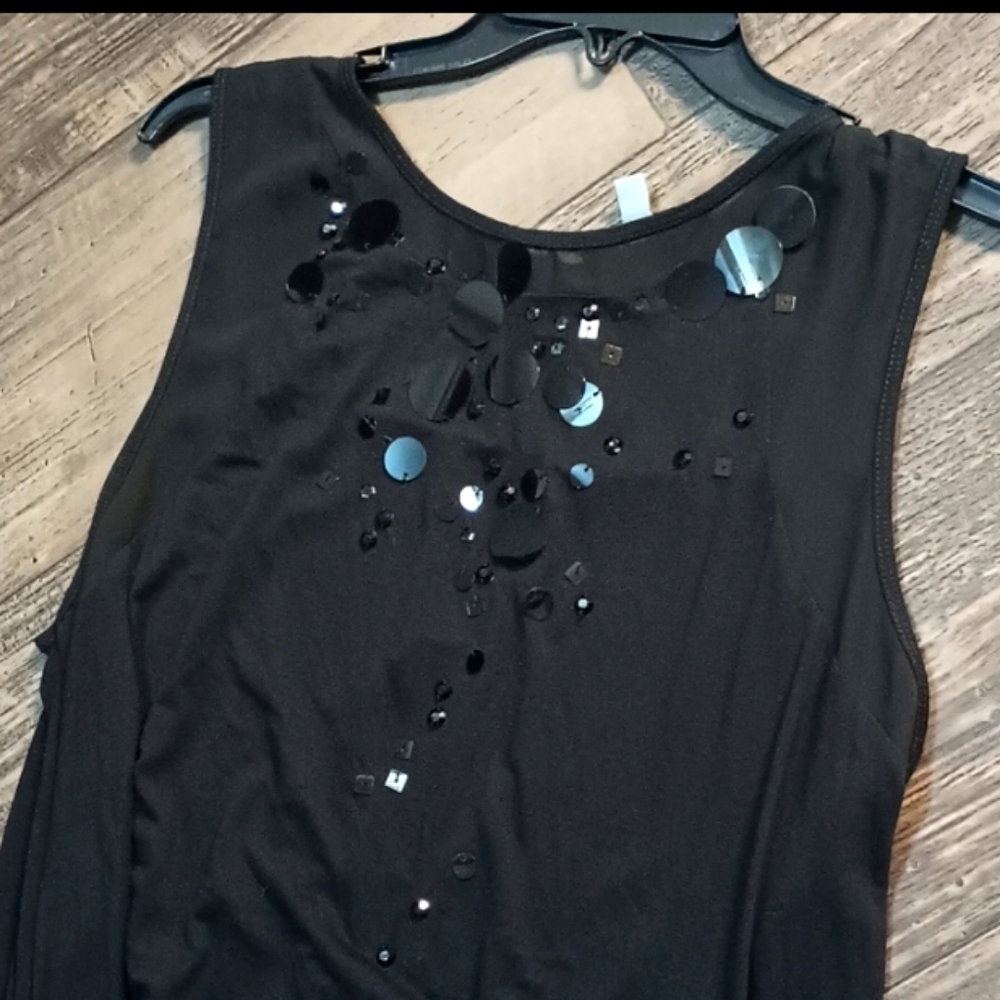 Black Sleeveless Dress with Sequin Detail